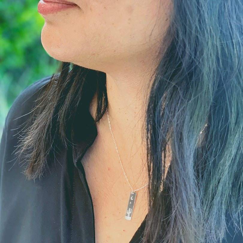 Cactus Calm Skinny Bar Necklace - Good Spark