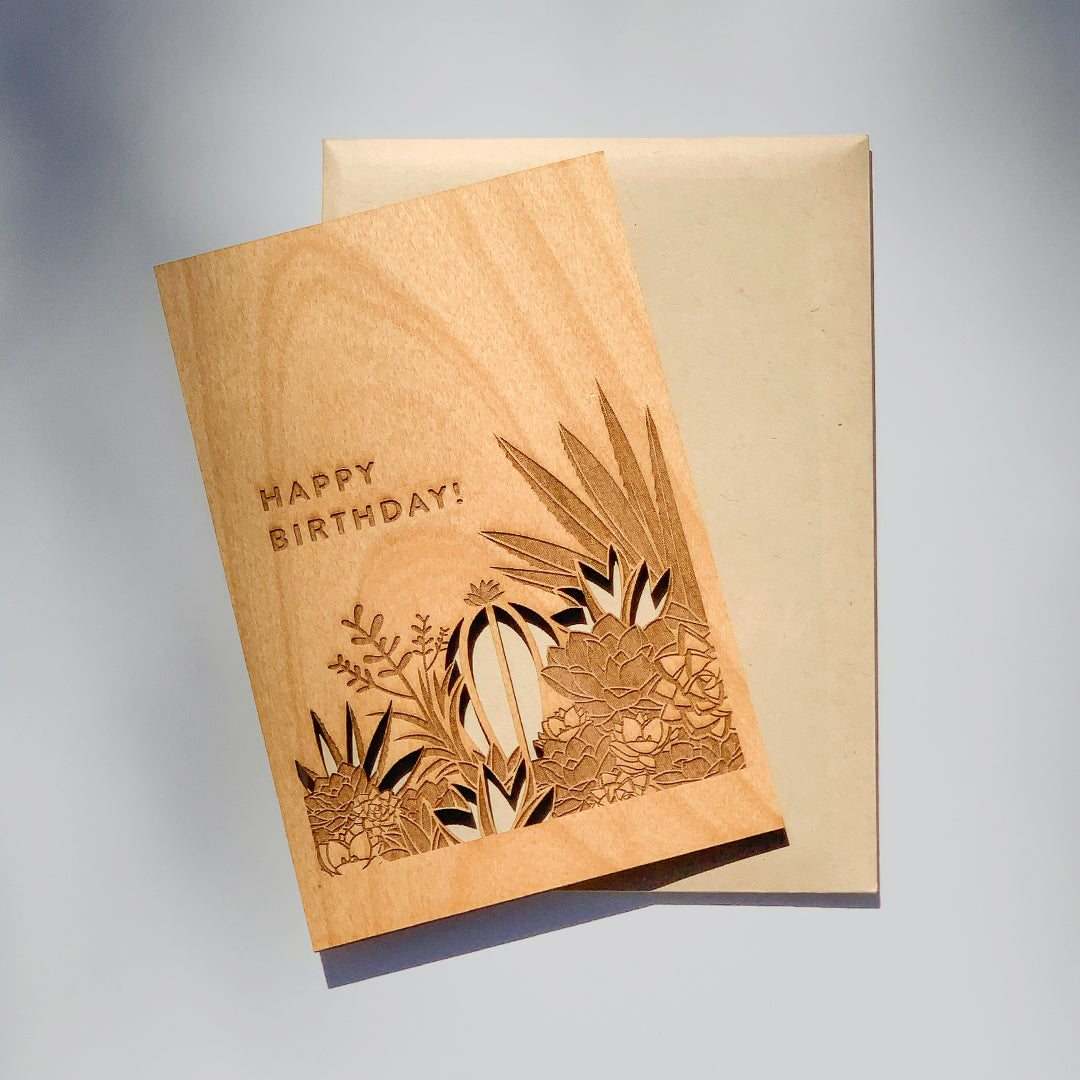 Desert Garden Wood Birthday Card - Good Spark