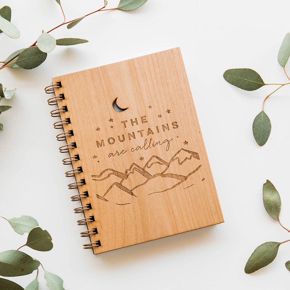 The Mountains Are Calling Wood Journal - Good Spark