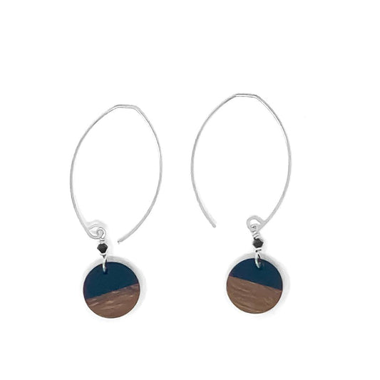 Wood And Resin Disc Earrings - Good Spark